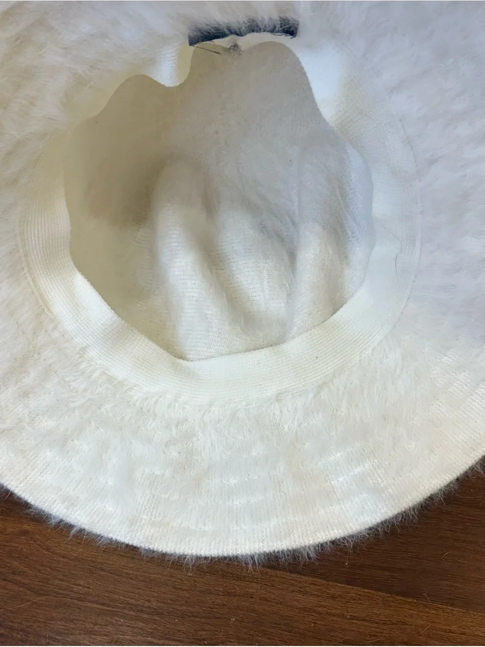 VTG 1980s-90s Kangol Furgora Casual Bucket Hat White Fluffy Angora Blend M
